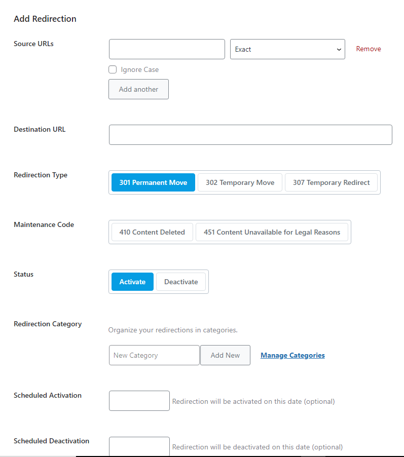 Redirecciones 301 Rank Math SEO